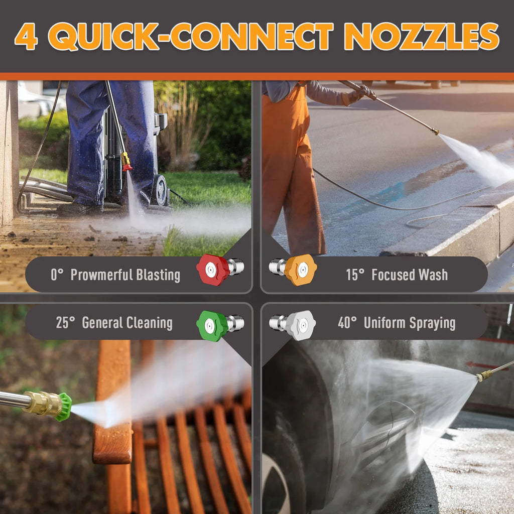 4200 PSI 2.5 GPM Household All-Scenario Electric Pressure Washer, 25FT Hose, Quick Connect Spray Wand, Foam Cannon for Tractor, Camper, Pavement, Fence, Balcony, Wall, Pool, Boat Cleaning