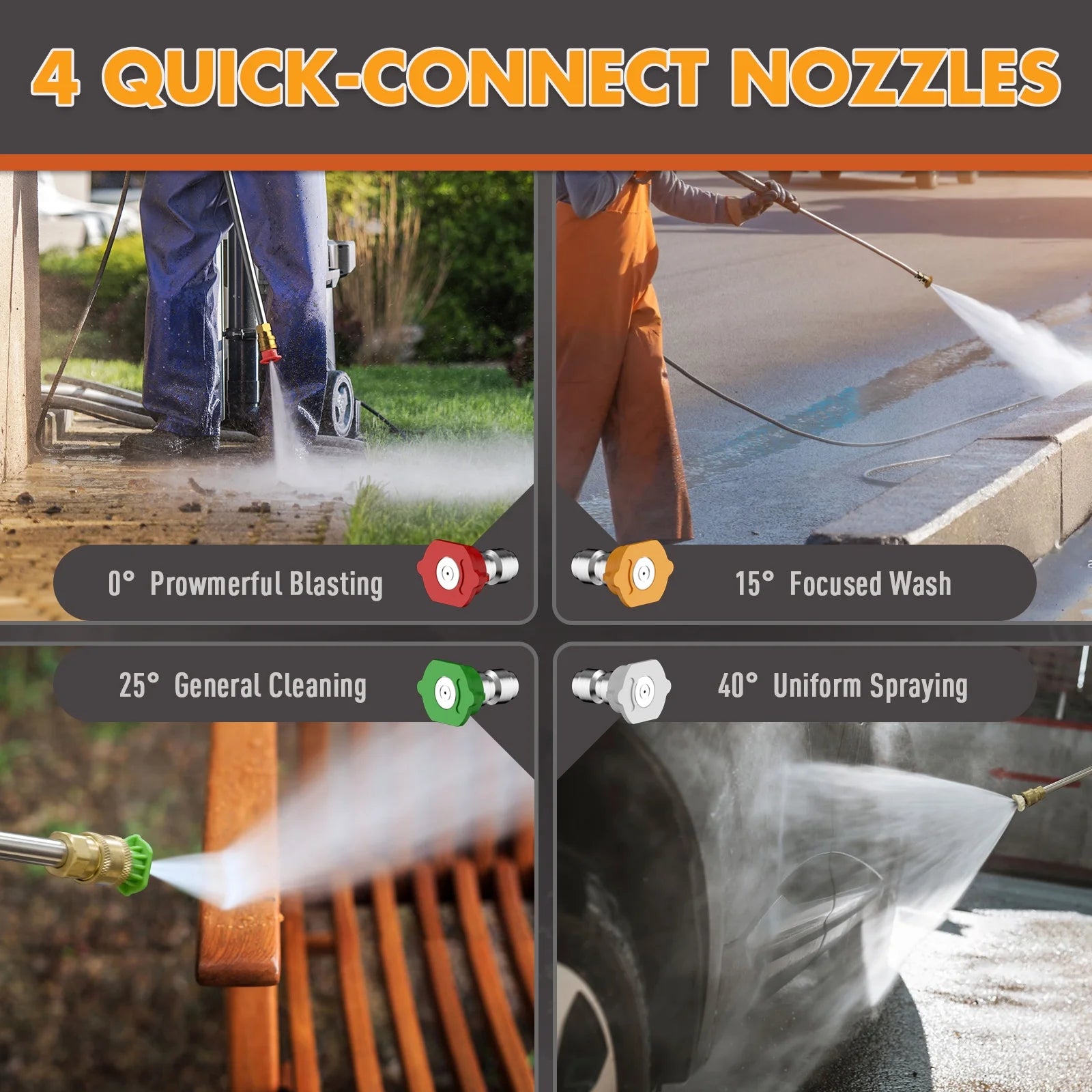 4200 PSI 2.5 GPM Household All-Scenario Electric Pressure Washer, 25FT Hose, Quick Connect Spray Wand, Foam Cannon for Tractor, Camper, Pavement, Fence, Balcony, Wall, Pool, Boat Cleaning