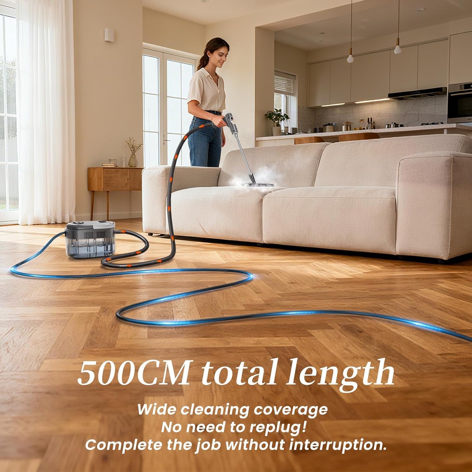 Steam Cleaner,15S Heat-Up,1.5L Tank,6-Level Adjustable Handle,Steamer for Cleaning,Portable Steamer for Cleaning with 20PCS Accessories,Steam Cleaner for Home,Car