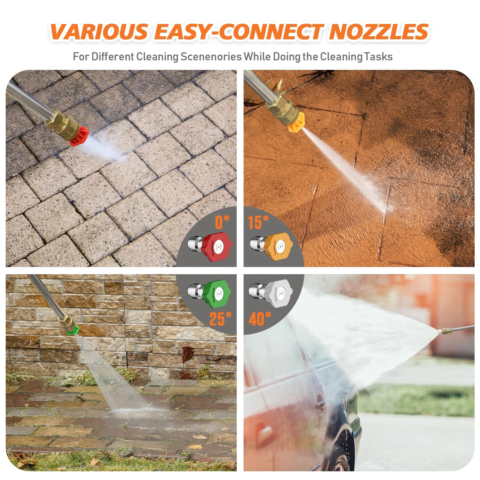 4200 PSI 2.5 GPM Household All-Scenario Electric Pressure Washer, 25FT Hose, Quick Connect Spray Wand, Foam Cannon for Tractor, Camper, Pavement, Fence, Balcony, Wall, Pool, Boat Cleaning