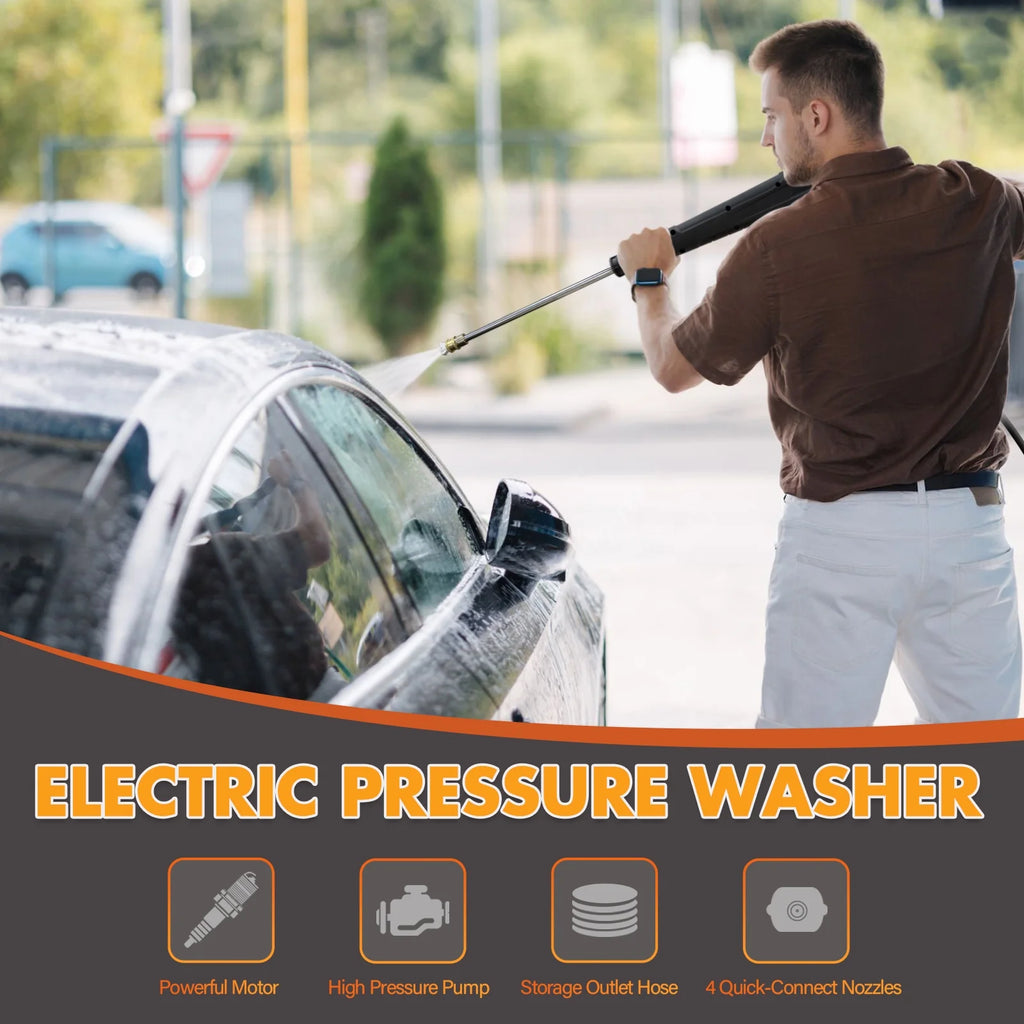 4200 PSI 2.5 GPM Household All-Scenario Electric Pressure Washer, 25FT Hose, Quick Connect Spray Wand, Foam Cannon for Tractor, Camper, Pavement, Fence, Balcony, Wall, Pool, Boat Cleaning