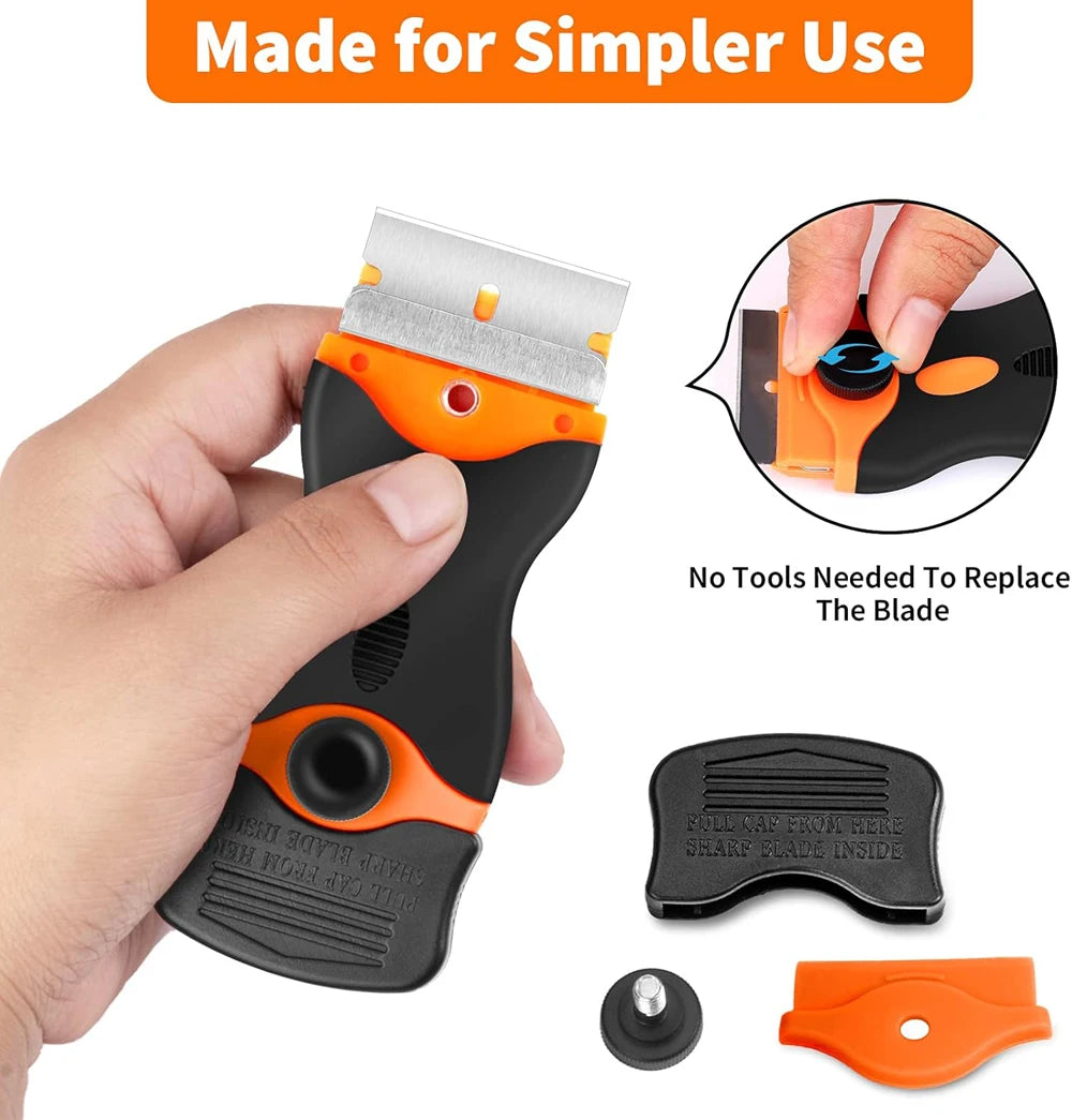 Razor Blade Scraper Double Edge Razor Scraper Remover Tool with Razor Blades for Labels Stickers Decals Removal Tint Vinyl